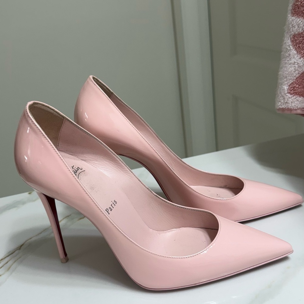 Christian Louboutin Pink Patent Leather Pointed Toe Pumps - Picture 5 of 9